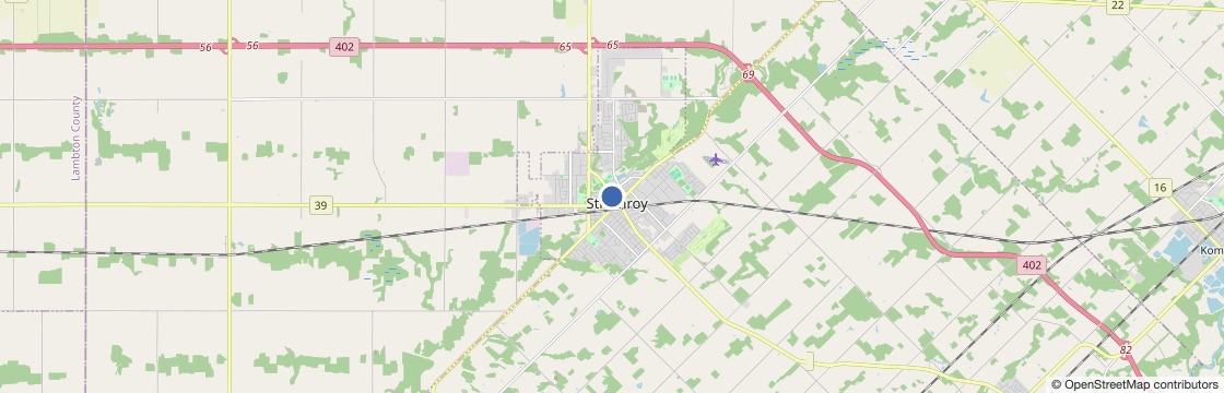 Map of the Strathroy, Ontario service area